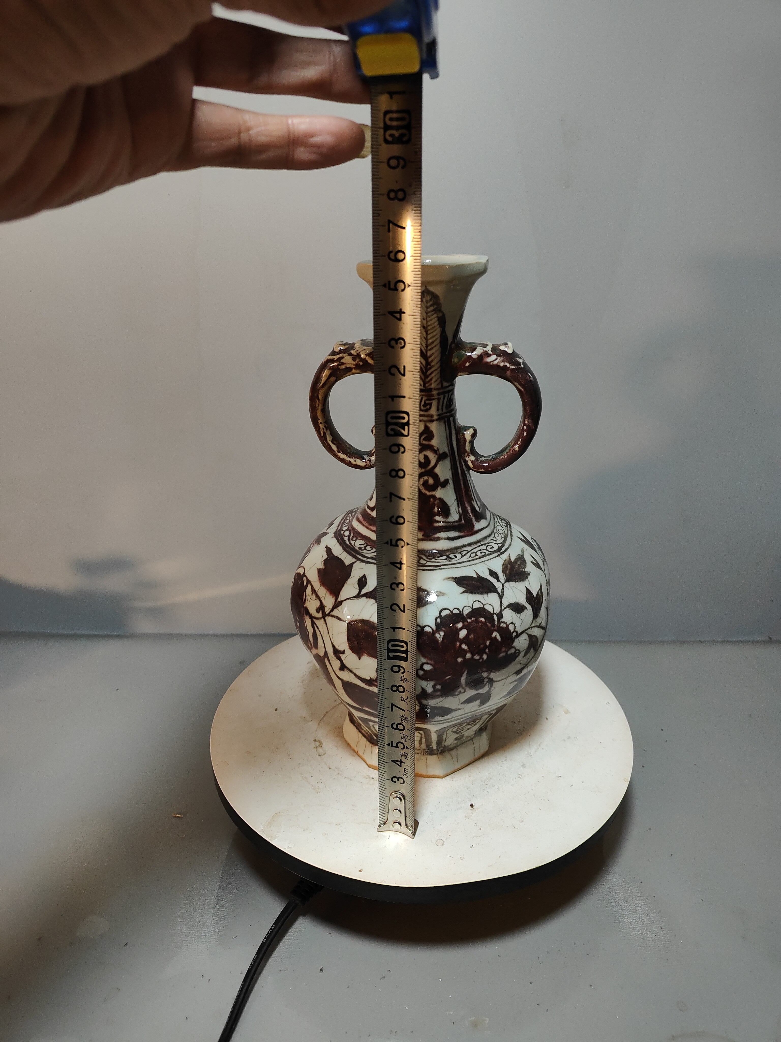 元清花釉里红全品相陶瓷一个