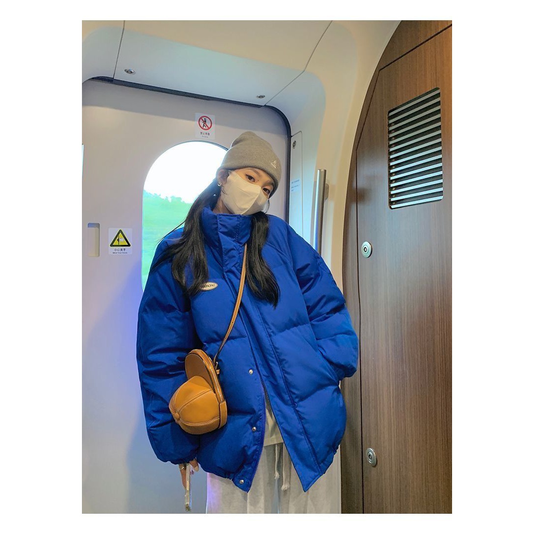 波司澄克莱因蓝色短款羽绒服女年冬季新款小个子韩版宽松学生外套