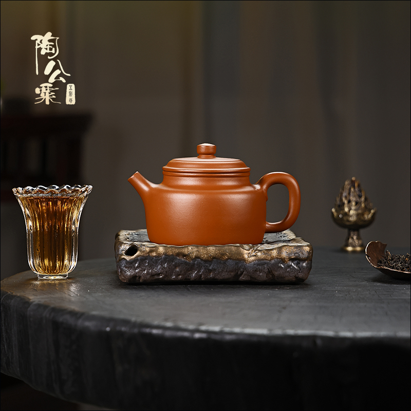 陶公粟原矿赵庄朱泥《德钟》200cc陈佳欢手制精美紫砂壶