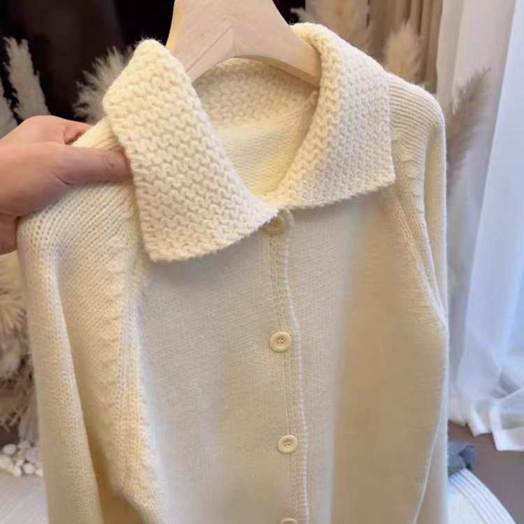 针织开衫显瘦长袖时尚百搭宽松韩版翻领秋冬气质洋气设计感