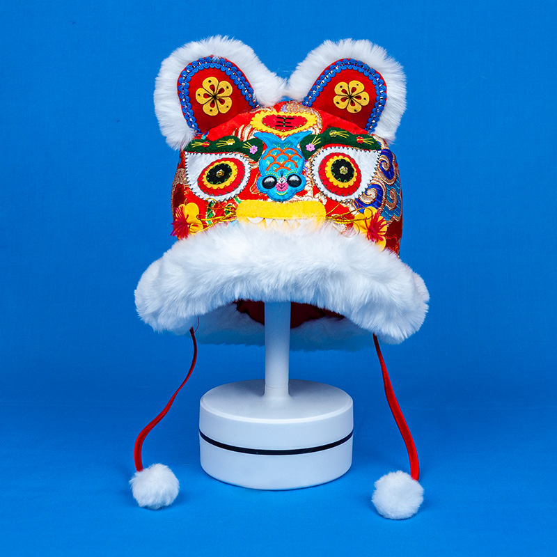 儿童刺绣虎头帽婴儿绣花手工帽中国风满月百岁周岁宝宝老虎帽