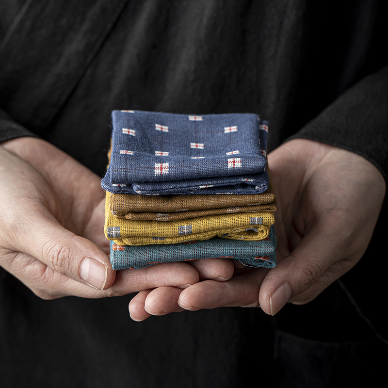 磐皿｜棉麻茶巾禅意方格茶布养壶方巾小茶席吸水茶桌抹布素雅茶垫