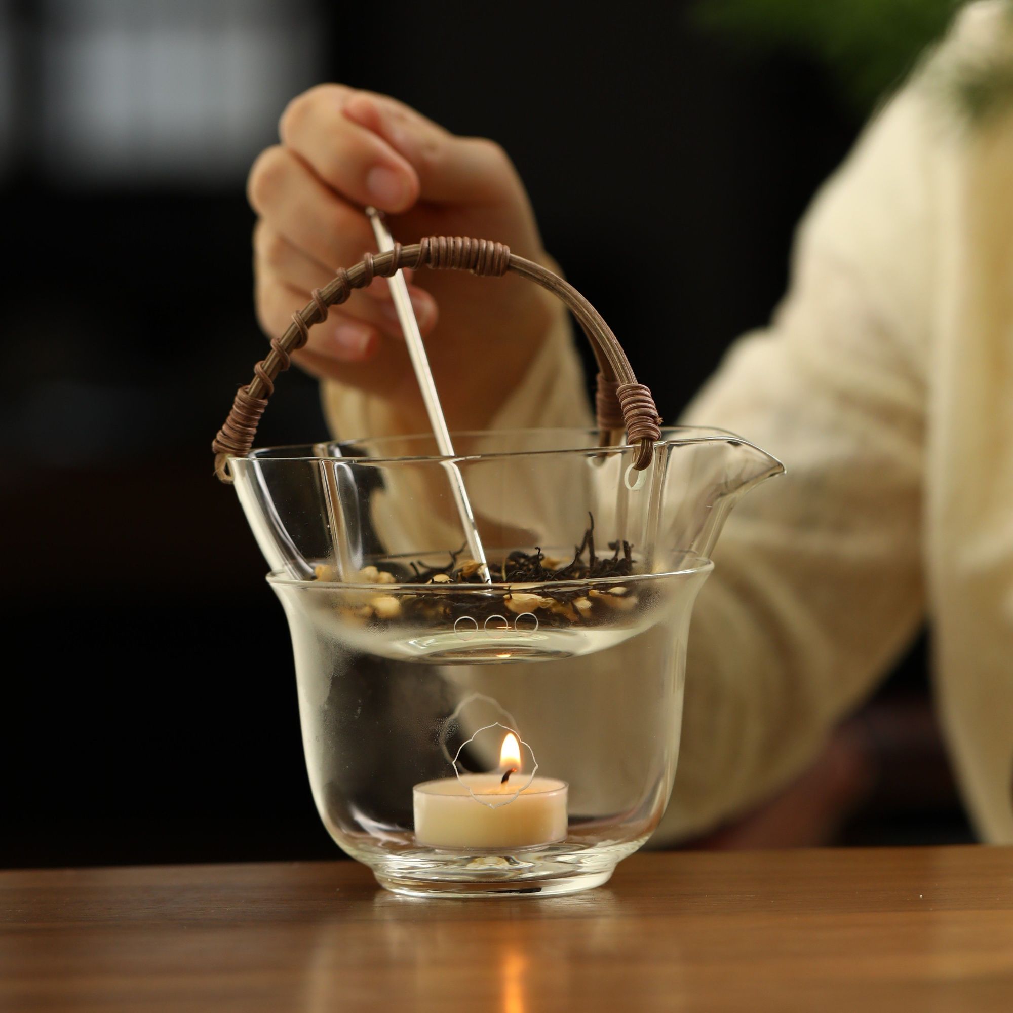 磐皿｜高硼硅玻璃烤茶提香公道杯泡茶暖茶炉温茶器蜡烛加热公道杯