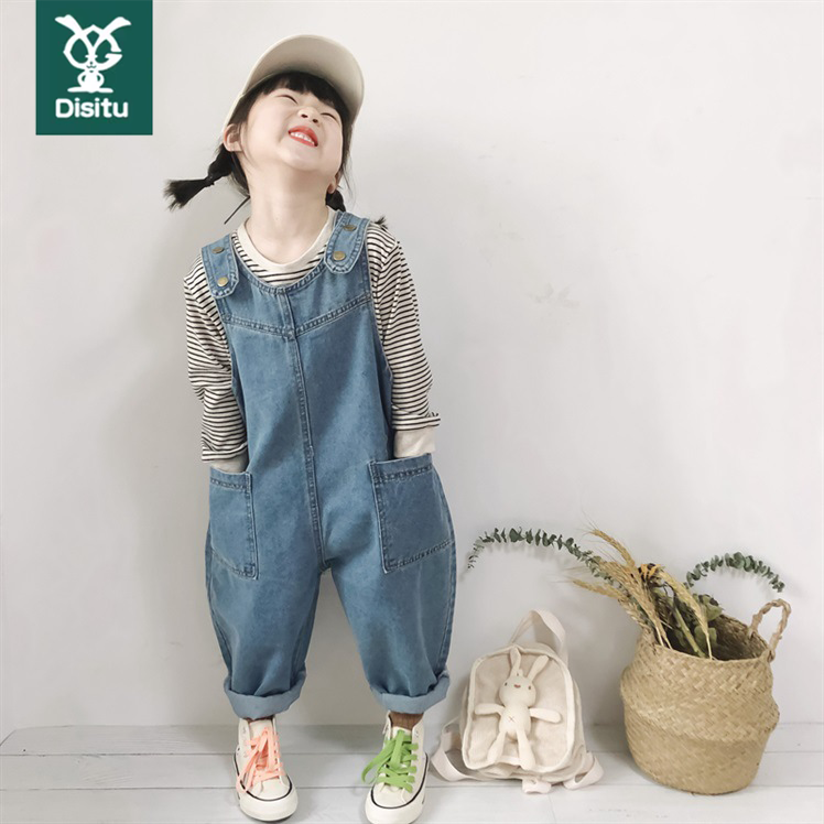 迪斯兔儿童背带裤春秋2025新款洋气男女童牛仔长裤休闲百搭连体裤