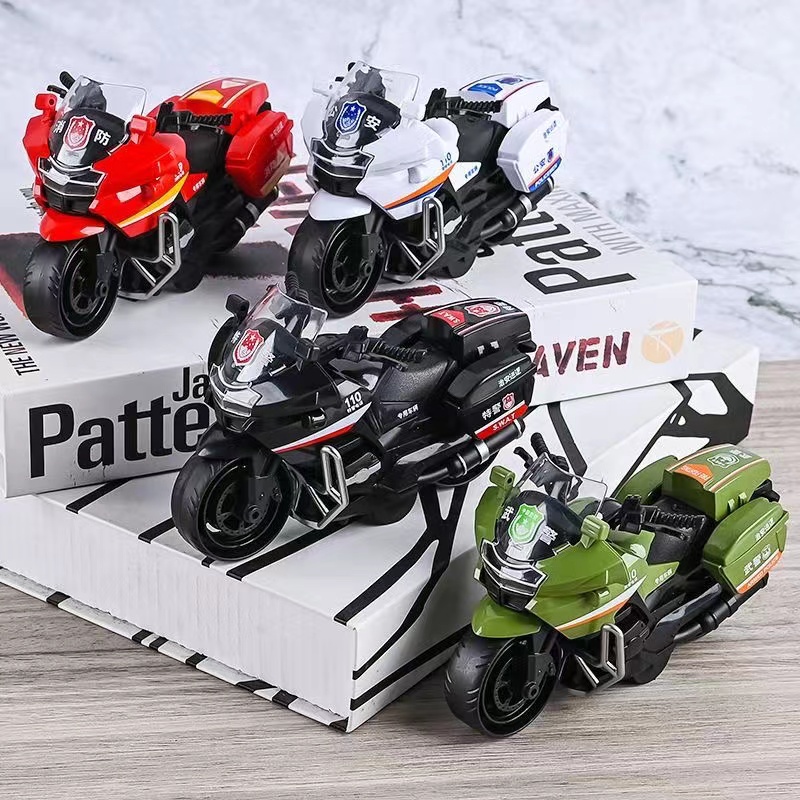 城市消防警察摩托车惯性玩具