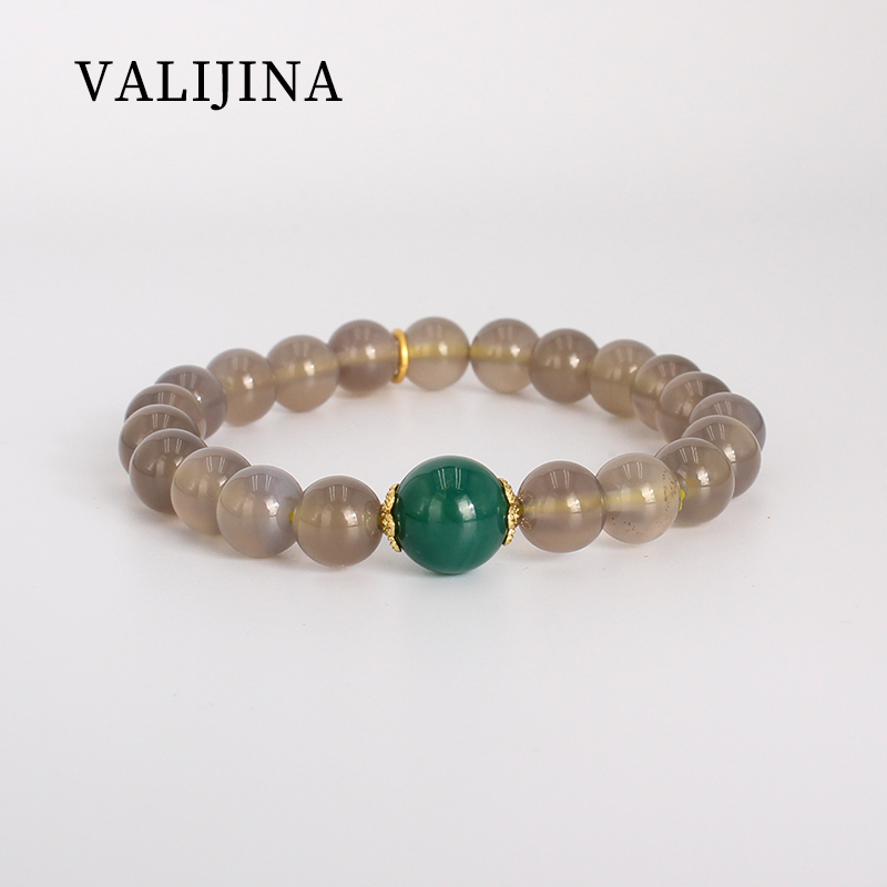 天然灰玛瑙配天然绿玛瑙手串手链 多样性发一WL109