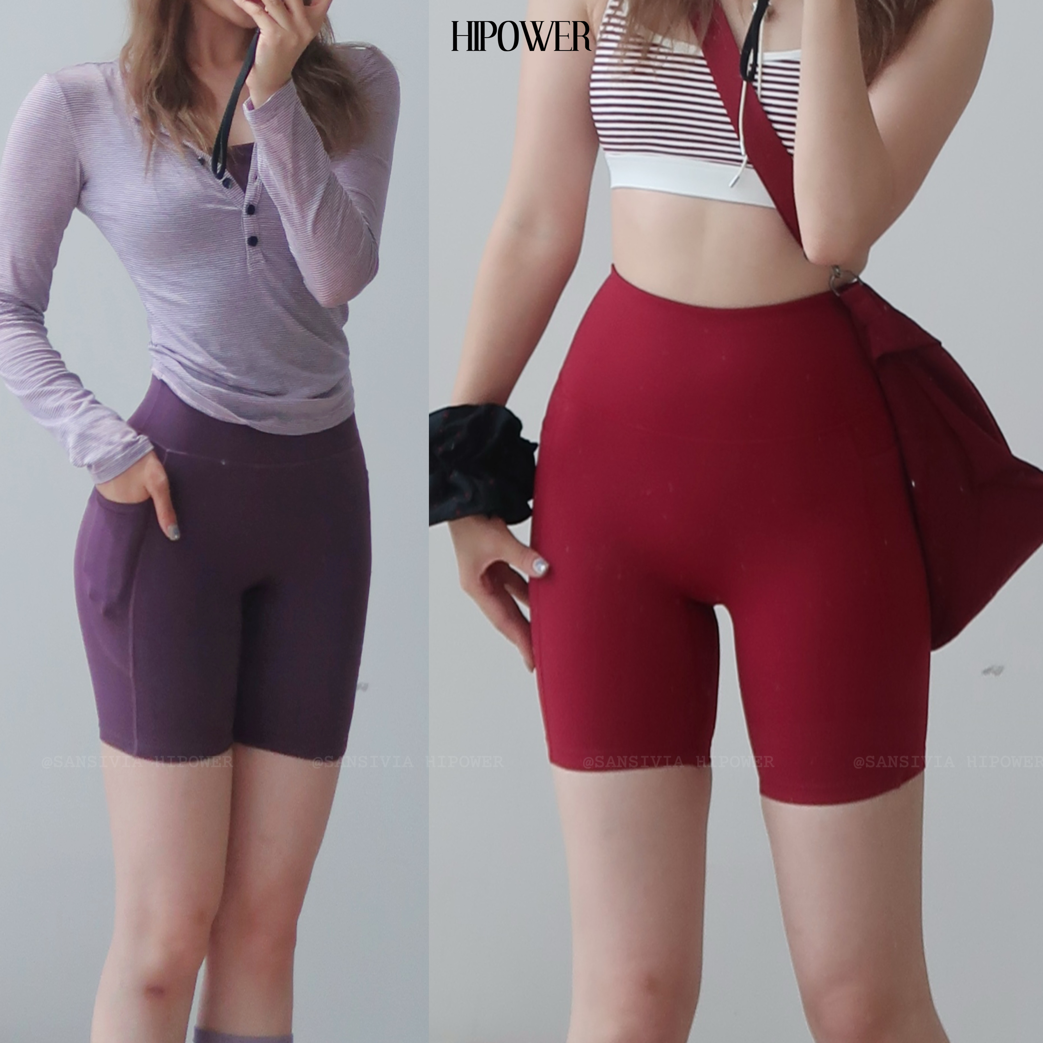 HIPOWER【可单穿】侧口袋健身短裤运动速干三分半瑜伽紧身裤子女