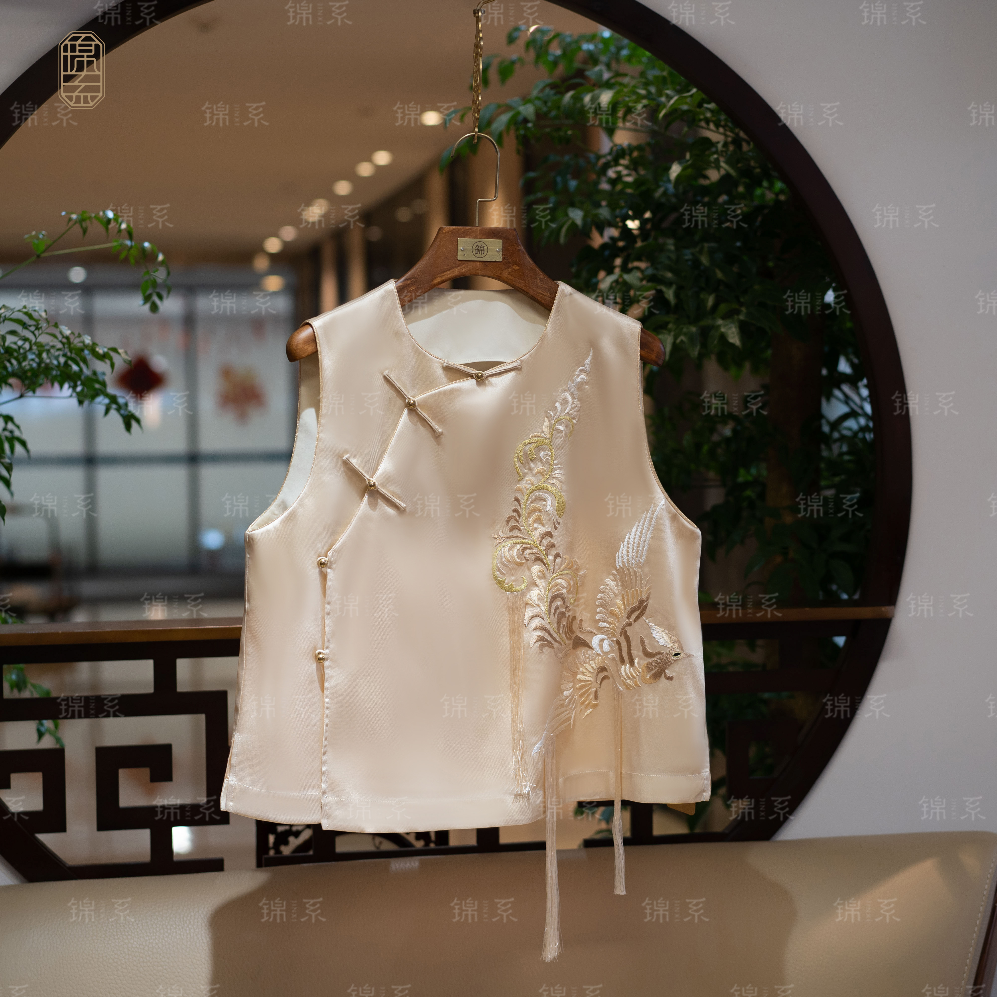  【锦·系】丝涤新中式国风桑蚕丝绣花马甲背心E-36298-S3149961
