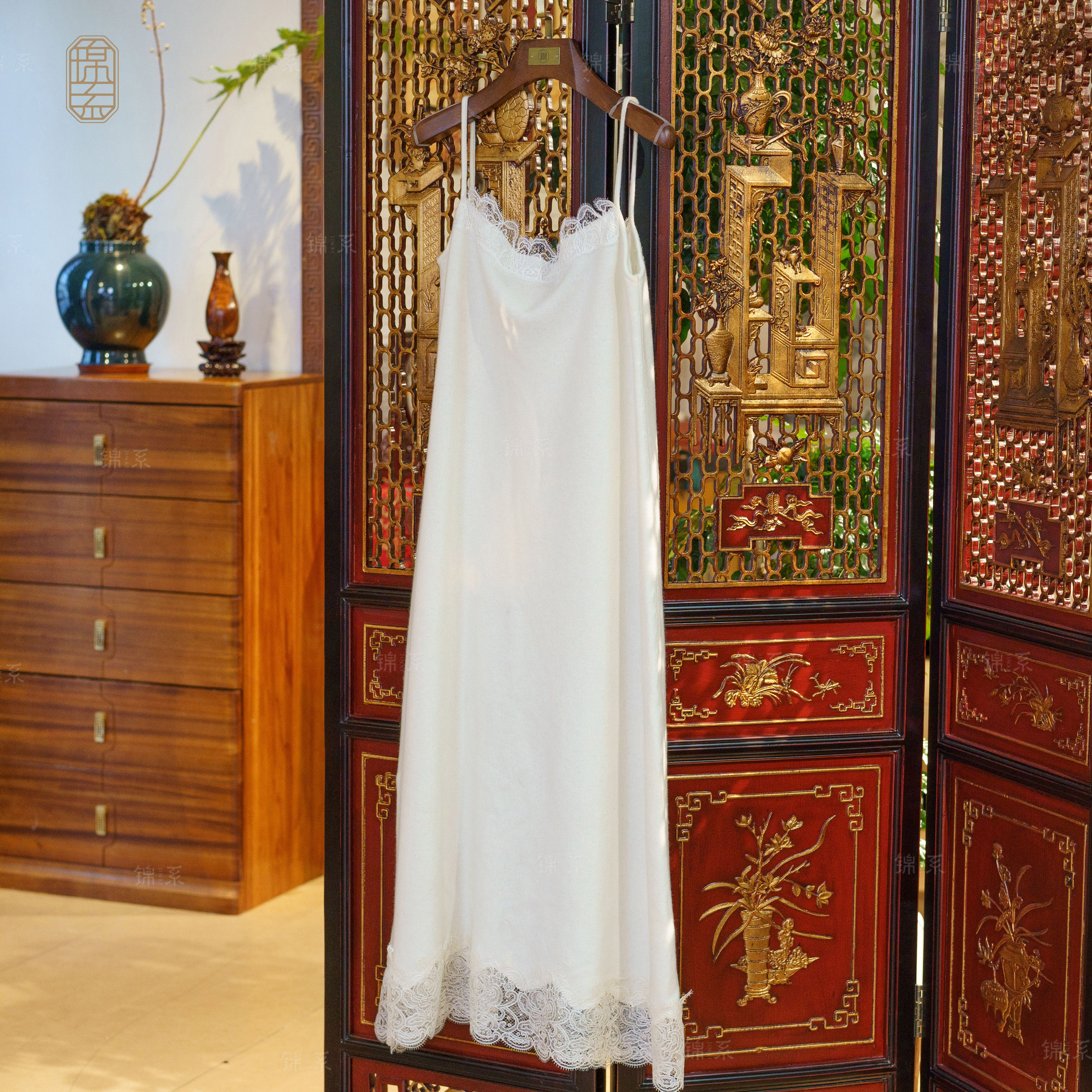  【锦·系】羊绒新中式国风吊带连衣裙L-34038-RC