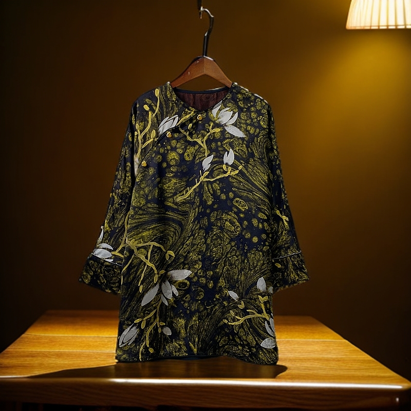 089新款高定太太装中长款长袖重磅提花气质