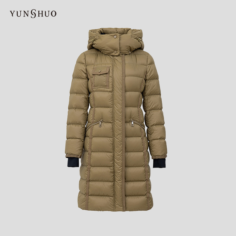 YUNSHUO中长款羽绒服女冬季新款连帽修身显瘦保暖羽绒衣816096