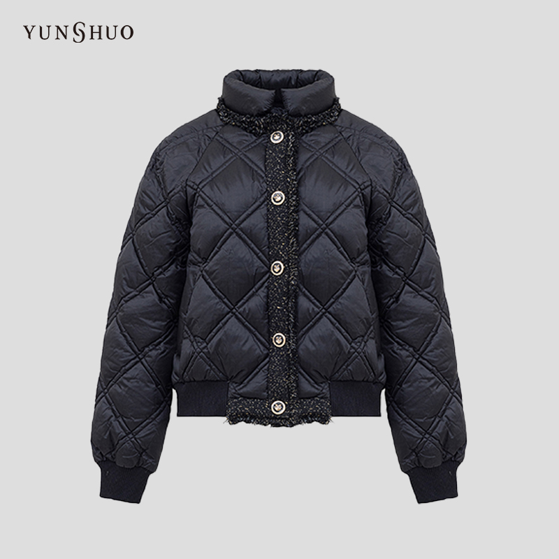 YUNSHUO短款羽绒服女时尚毛边保暖棉服815065