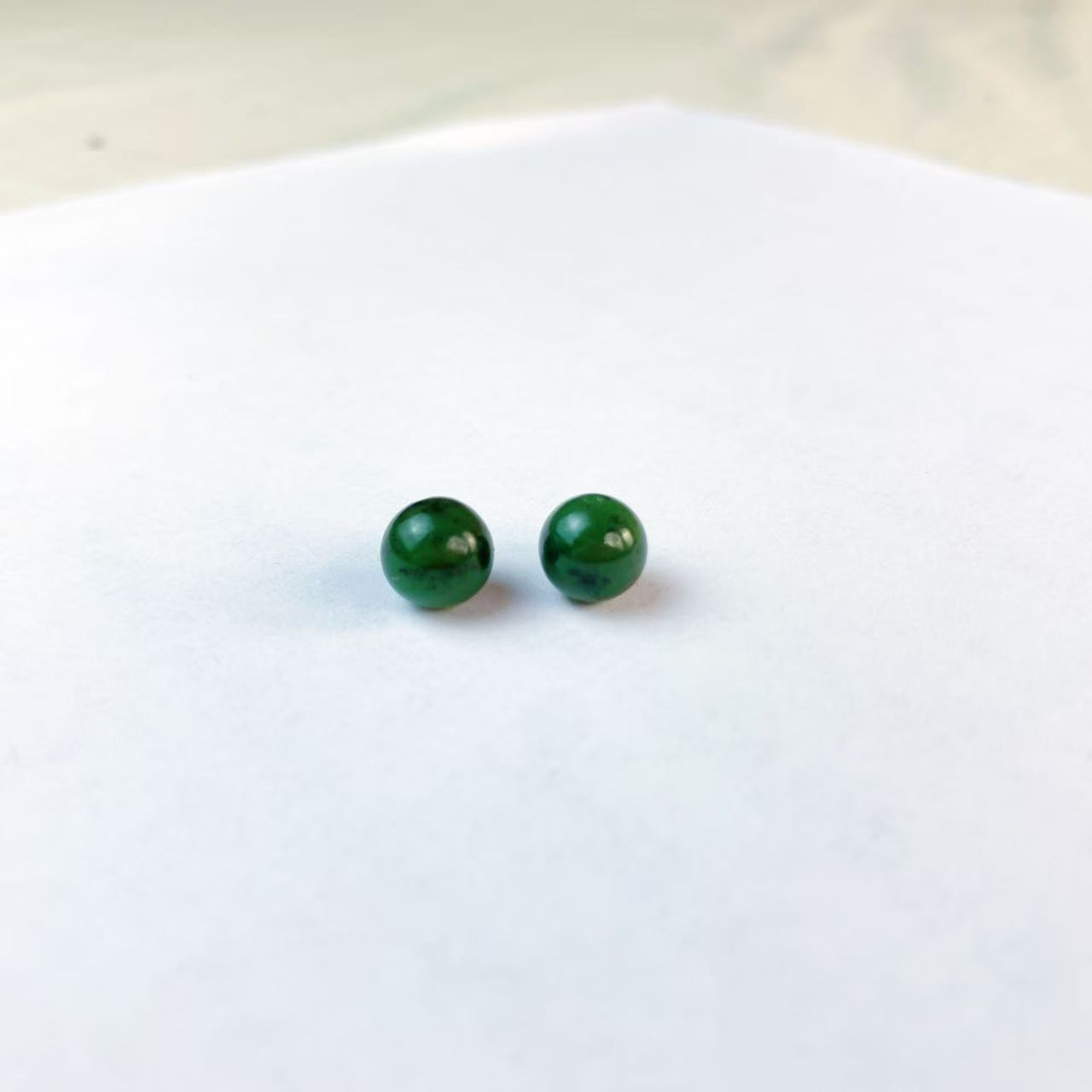 和田玉碧玉单珠一对