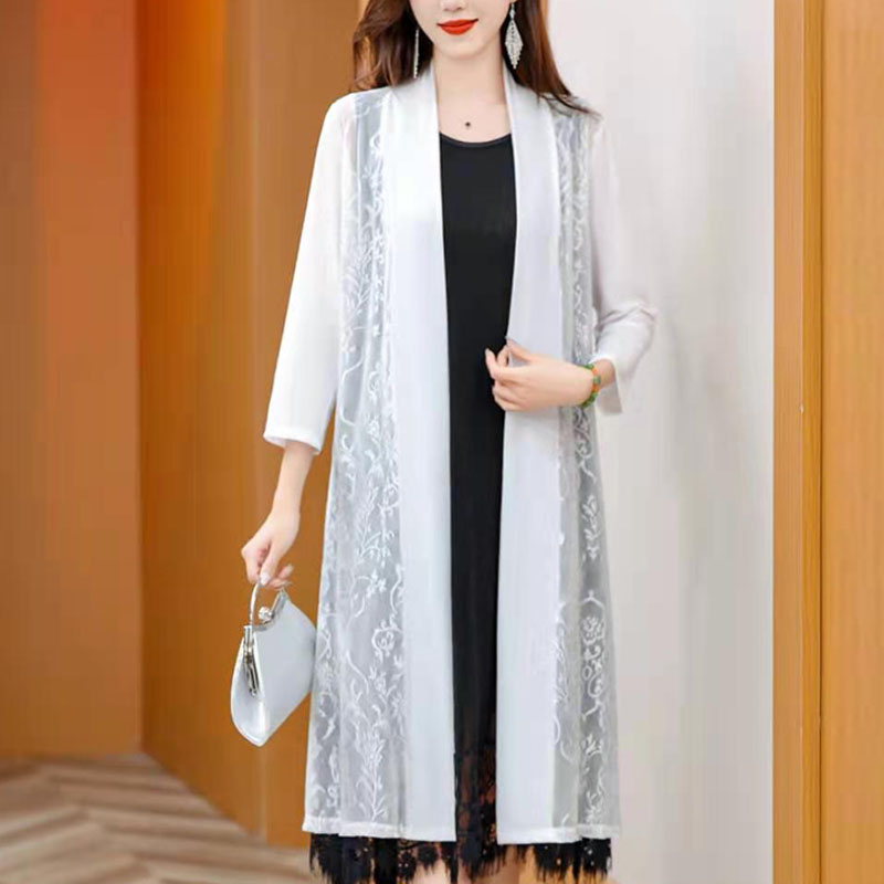 春夏外套新款时尚女装女披肩超薄中长款披风时尚大码外搭开衫