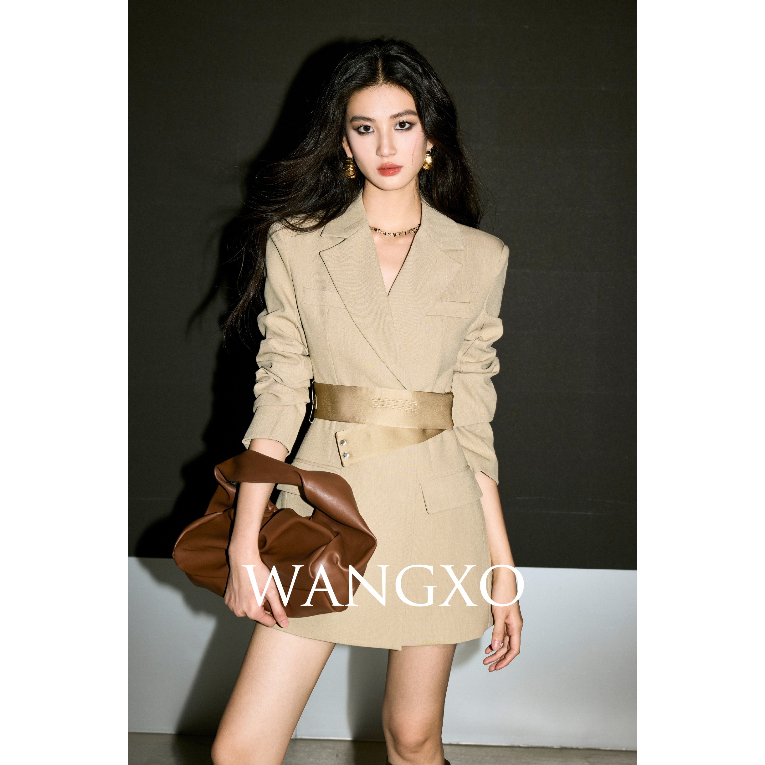 WANGXO英伦风收腰显瘦西装连衣裙 2311019Y