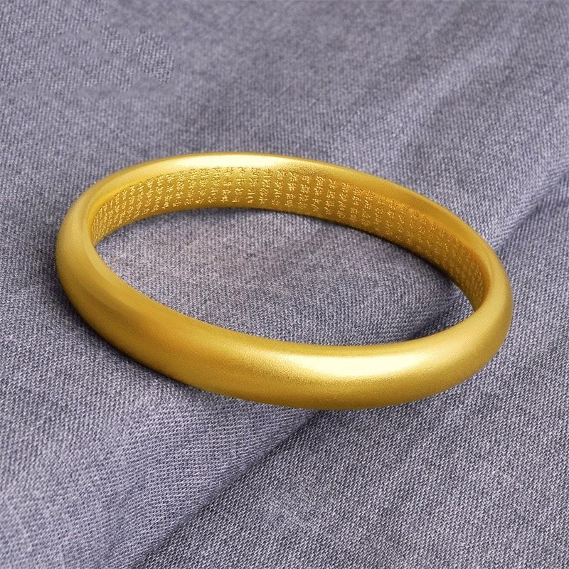 铜合金手镯 精美哑光传承加厚金色经典素圈古法手镯首饰镯子