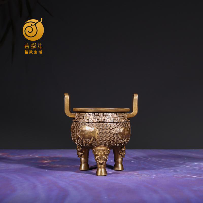 金蜗牛精致生活10#五牛圆鼎精铜铜器居家玄关办公室书房摆件礼品