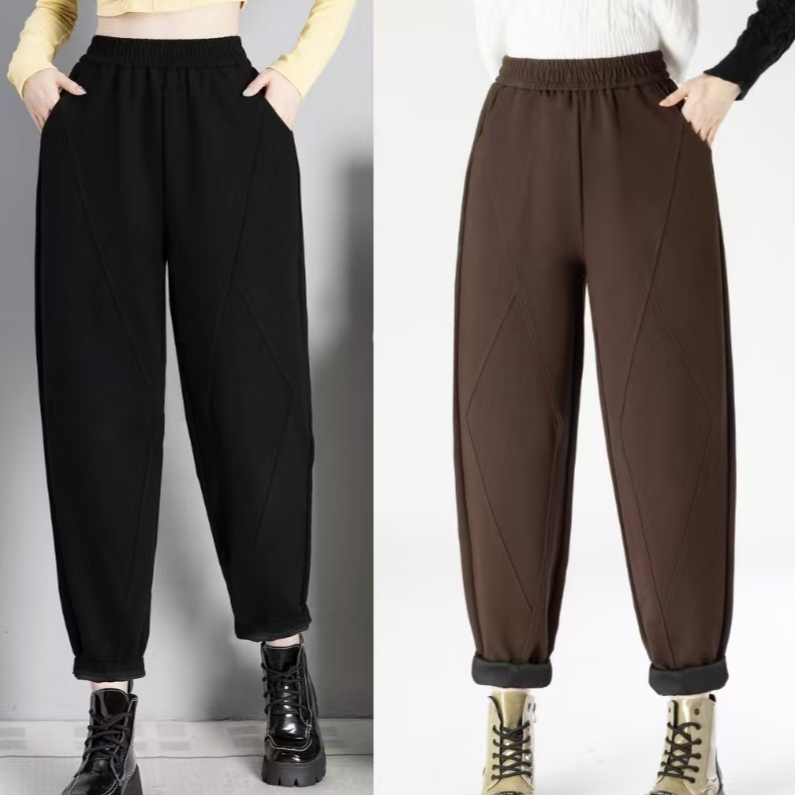 2024秋冬季韩版宽松时尚潮流运动显瘦休闲百搭高腰哈伦裤妈妈装