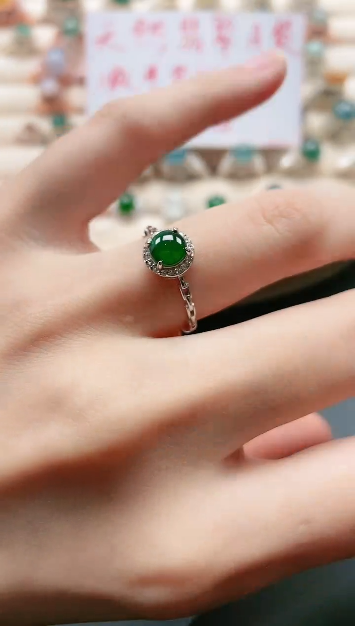 【闪购商品】翡翠戒指银S925镶嵌1