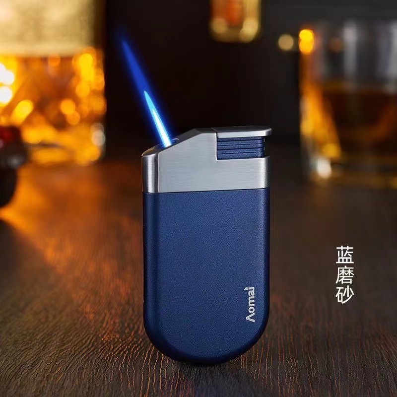 新款充气打火机户外可视气仓创新防风颜值蓝焰加气磨砂火焰点火