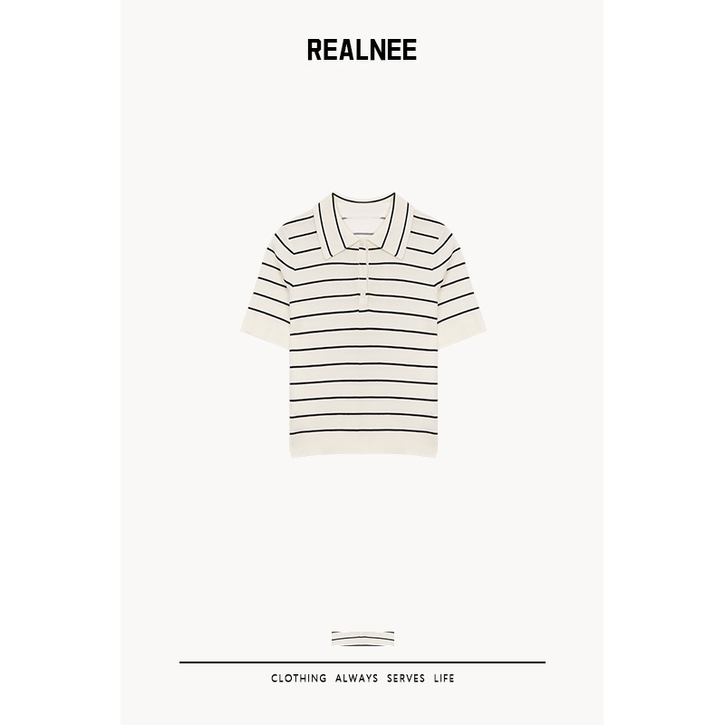 REALNEE【卡普洛斯】莱赛尔极简条纹针织衫云柔感老钱穿搭02195