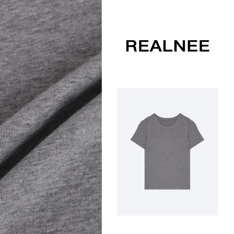 REALNEE【繁星】长绒棉极简T恤慵懒简约搭配刚需03996