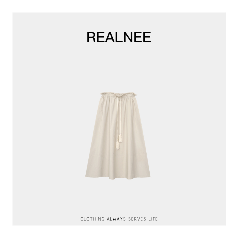 REALNEE【游园会】JIL*长绒棉极简花苞半身裙小众气质舒适主义02178