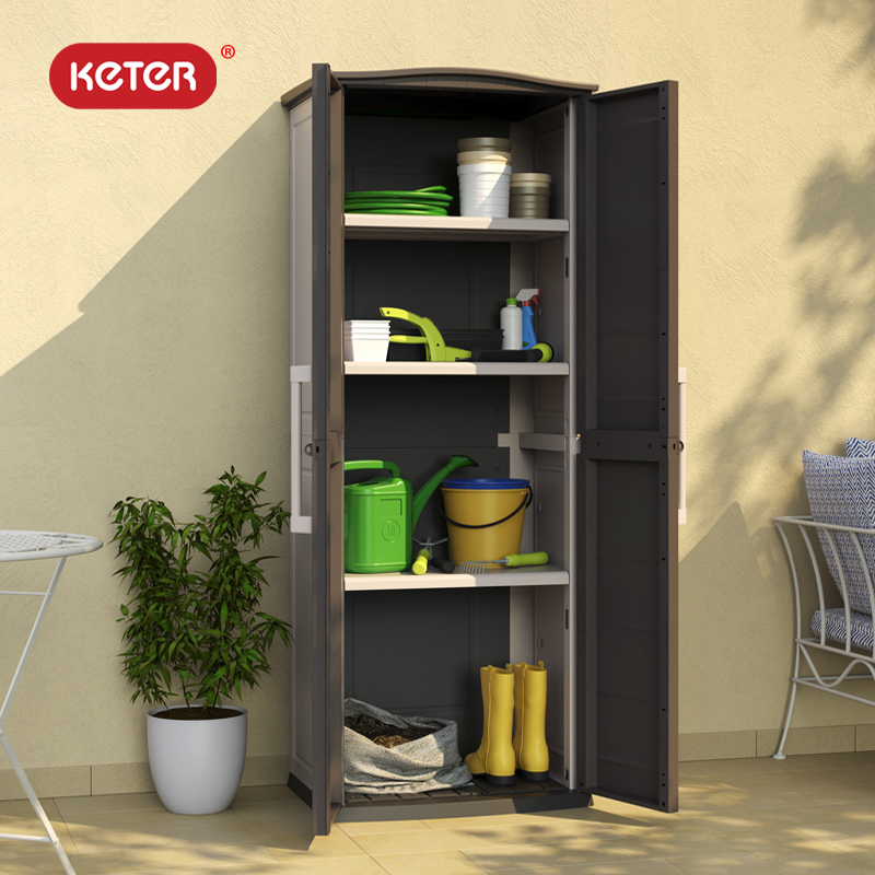 KETER BOSTON高柜户外收纳柜家用储物柜塑料大型园艺阳台庭院防水