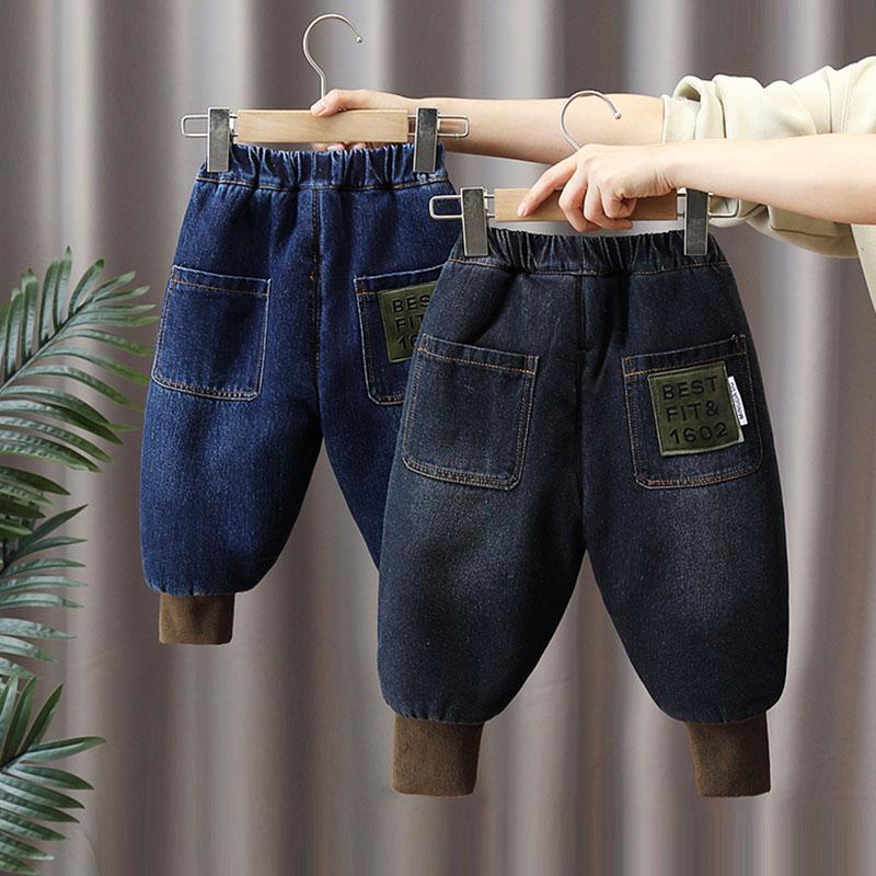 男童牛仔棉裤冬装加绒加厚冬季洋气儿童三层夹棉保暖一条过冬外穿