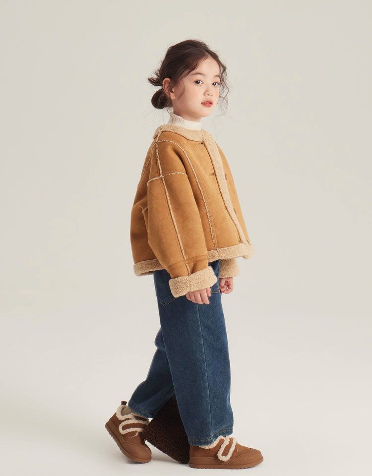 女童羊羔外套冬季2024新款儿童女宝宝洋气加绒皮毛一体冬装童装潮