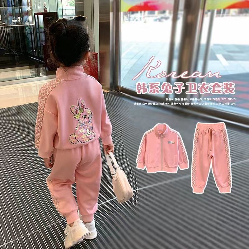女童2024秋冬小儿童运动服时髦小香风洋气休闲百搭卫衣套装两件套