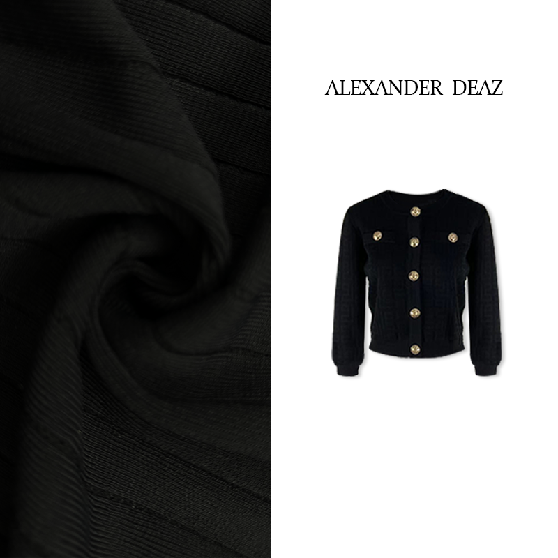 2024 新款重工五金纽扣四宫格印花小香编织外套A8011【YH】