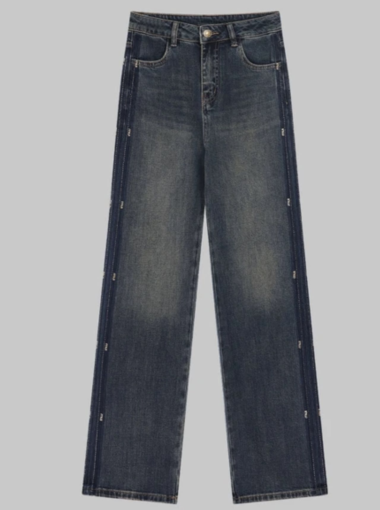 【重工烫钻】2024冬季新款加绒复古小众烫钻牛仔裤K5021