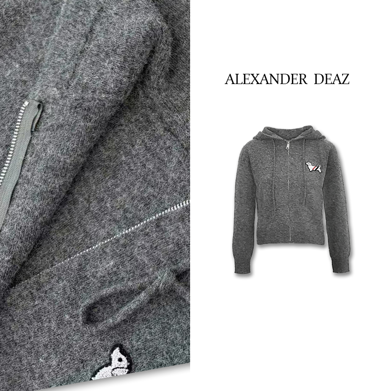 2024 新款秋季上新毛呢简约休闲长袖拉链卫衣针织外套A8025