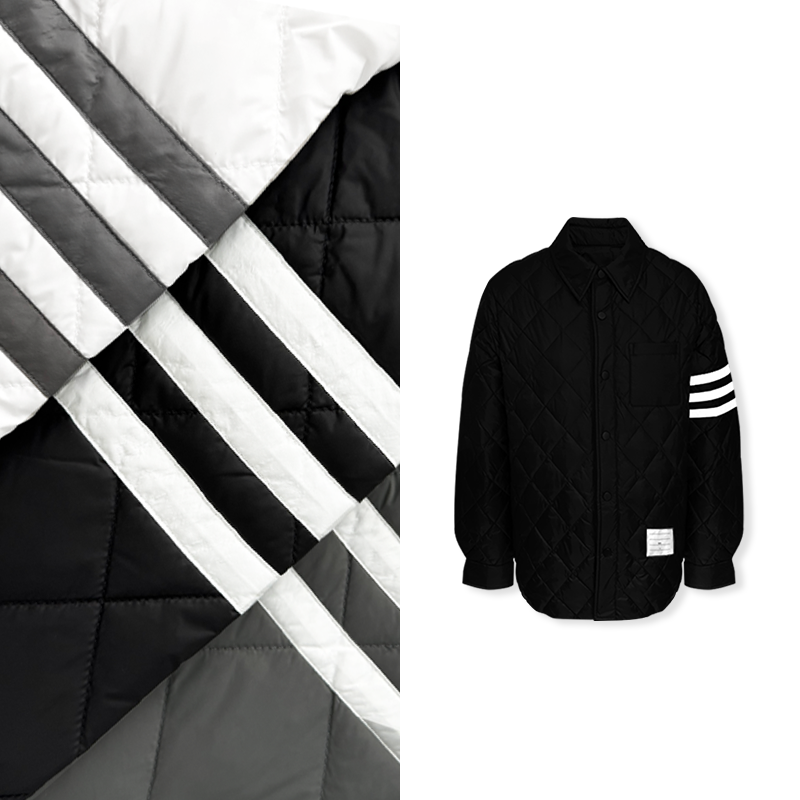 2025冬季新款单色菱格简约横杠条纹衬衫外套A8032