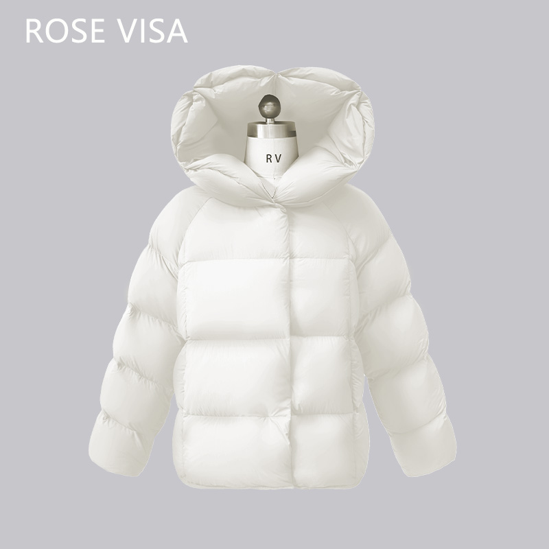 RV  AW连帽纯色连帽加厚保暖秋冬女装短款95鹅绒服81087