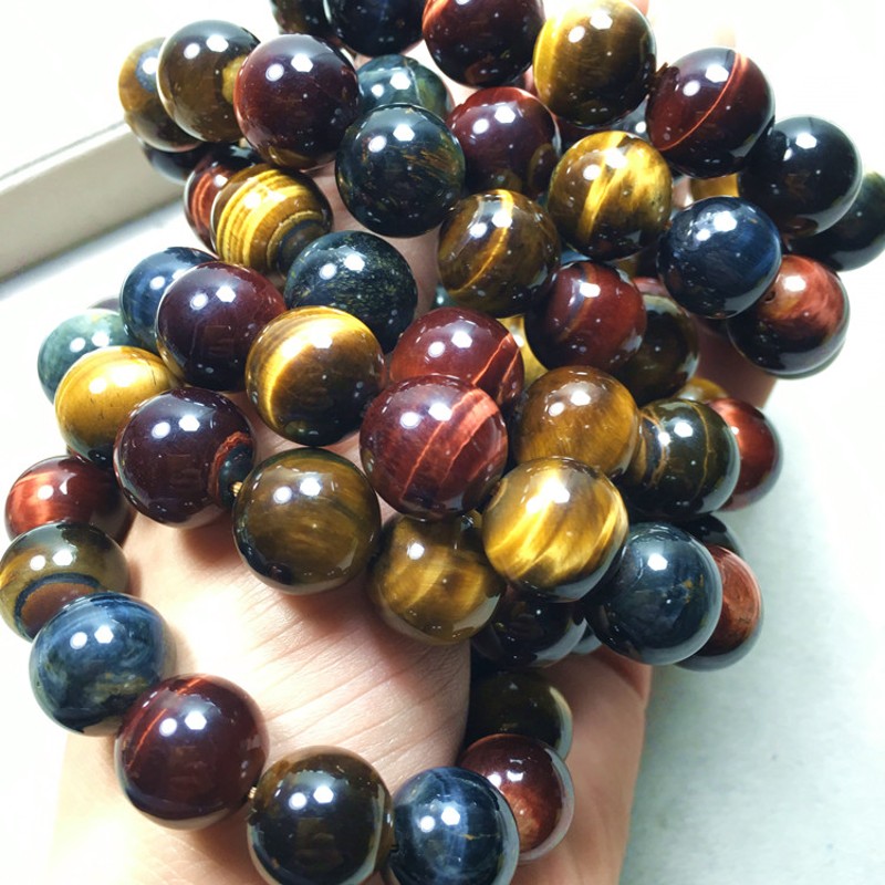 【彩虎眼】虎晴石水晶手串手链珠宝工厂国潮古风通透精雕彩虹眼礼物