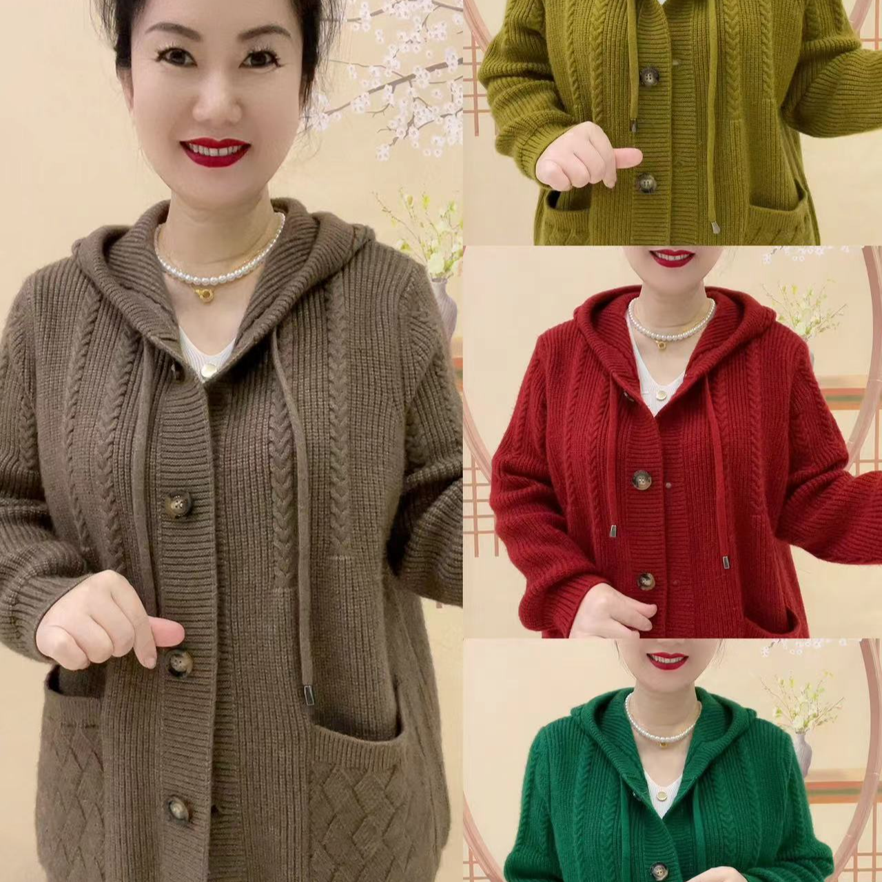 【HS】五扣双兜针织百搭休闲春秋开衫