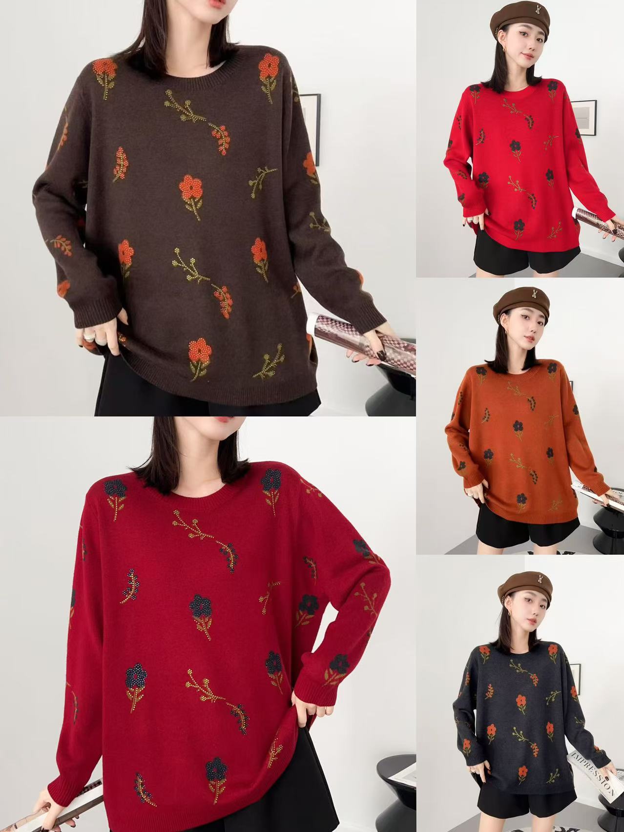 【HS】冬季一枝花 中老年针织衫