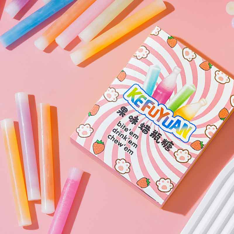 网红蜡棍糖蜡瓶糖夹心爆浆主播吃同款果蜡咀嚼解压食用零食儿童