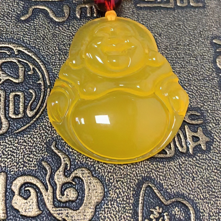 S681（珠宝玉石）天然黄金血胆金莲佛公吊坠-双十二抢先购-送珠链