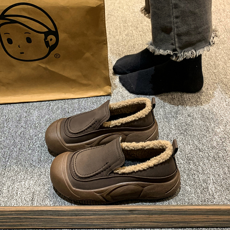 公主请下单厚底毛毛鞋女秋冬季2023新款外穿加绒保暖棉鞋一脚蹬休