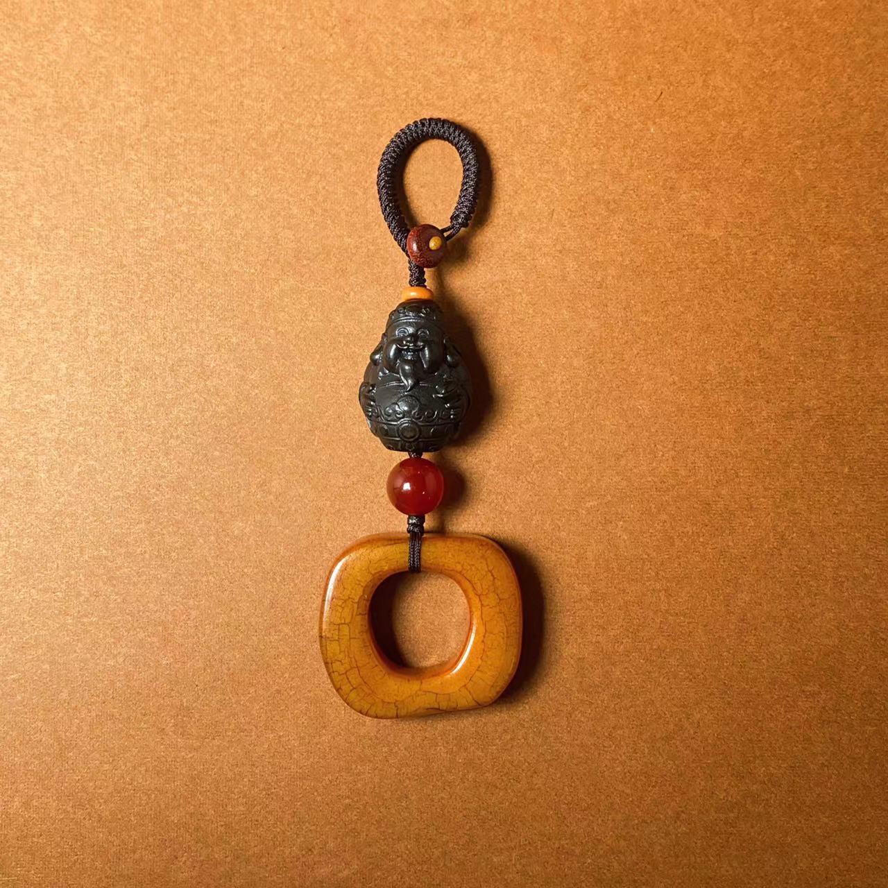 {自家设计不撞款高档车钥匙挂件包包挂件质感天然材质}滚宝运饰