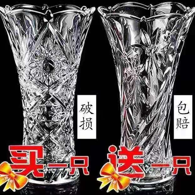 【买一送一】玻璃花瓶加厚大号 客厅插花水培富贵竹百合花瓶欧式