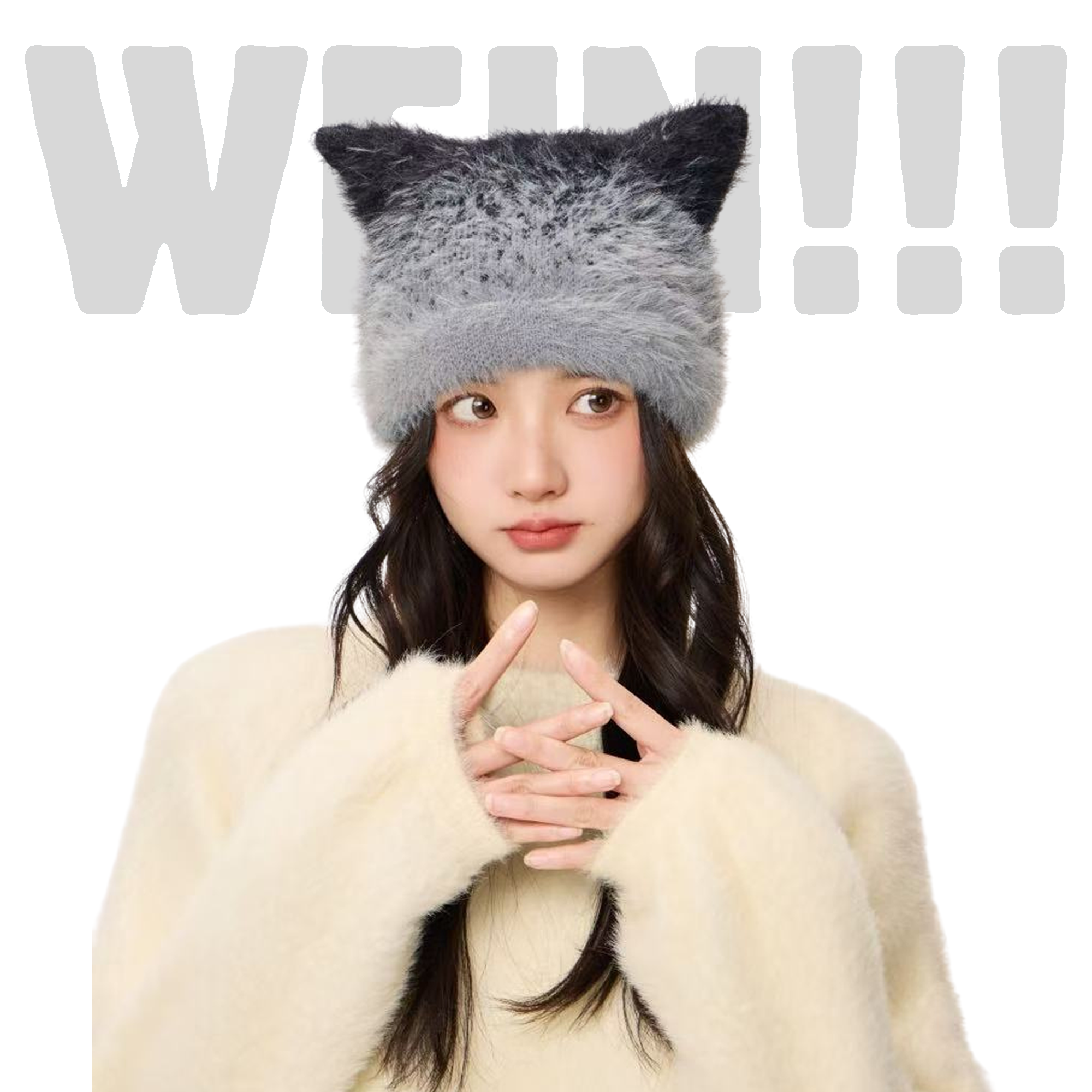 毛茸茸尖角韩系保暖男女同款针织帽加绒百搭时尚秋冬保暖帽韩版