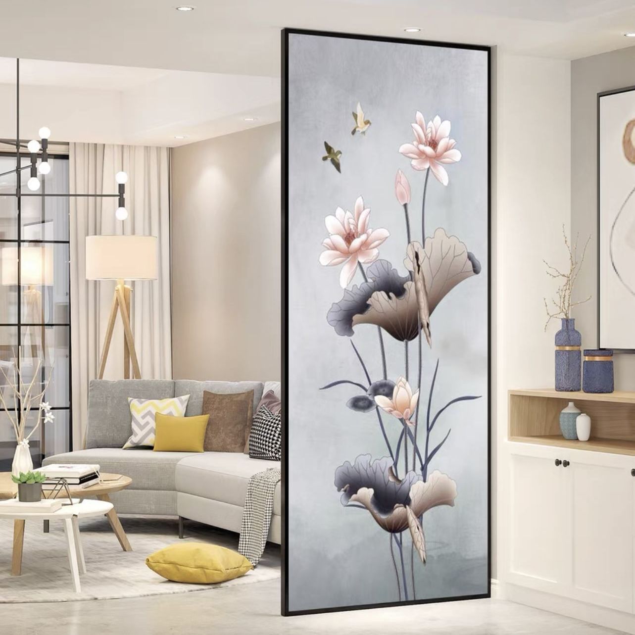 定制玻璃艺术屏风隔断室内简约客厅玄关房间装饰入户餐厅铁艺遮挡