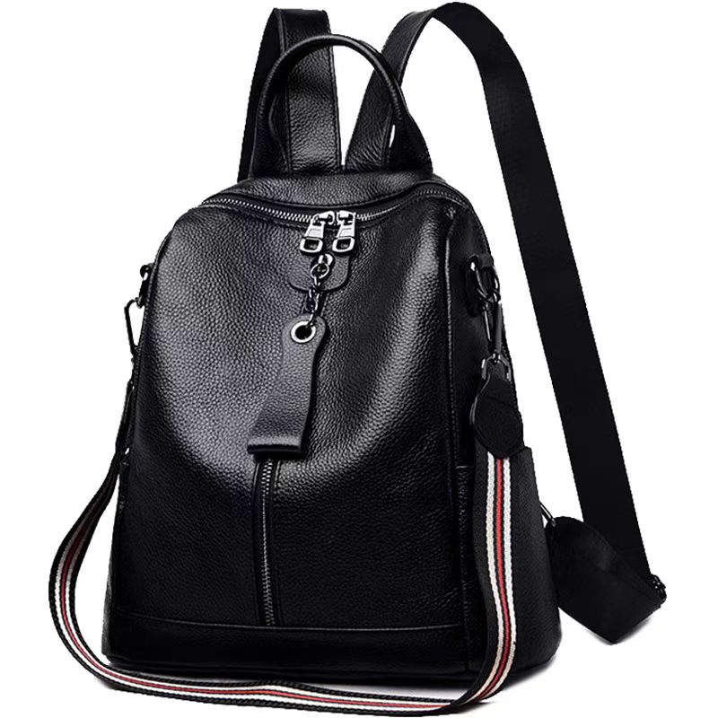 进口头层牛皮双肩背包2024年新款时尚百搭大容量休闲双肩包真皮