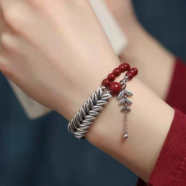 辰砂（处理）高含量紫砂麦穗手链手工手串