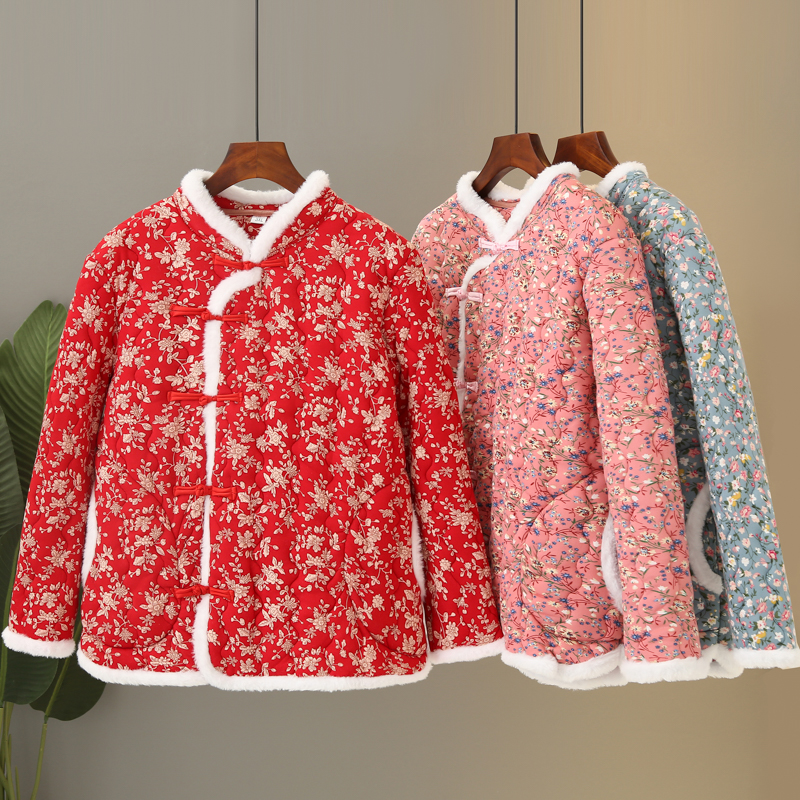 100斤-260斤特大码胖妈妈冬装加绒小棉衣老年人宽松时尚加厚棉袄