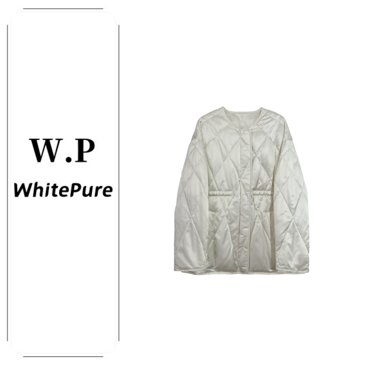  W.P | 高端圆领桑蚕丝菱形格轻薄女士鹅绒服外套773305